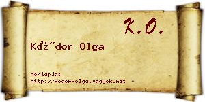 Kódor Olga névjegykártya